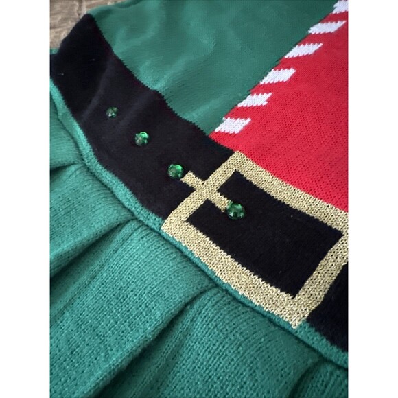 Christmas Elf Dress Sweater Bells Mrs.Claus Green Red Teacher Holiday XL (16-18) - Picture 4 of 8